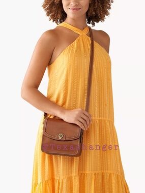 Fossil NWT Ainsley Small Flap Crossbody Medium Brown